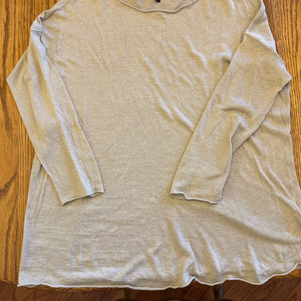 Eileen Fisher SemiSheer Sweater XS Organic Linen Cotton Coastal Boho Minimalist